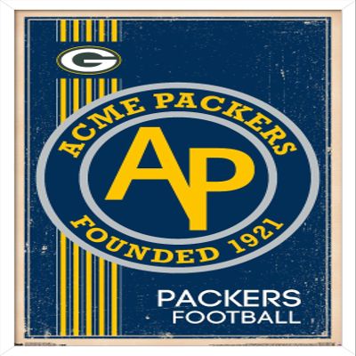 Trends International NFL Green Bay Packers - Retro Logo 14 Wall Poster, 22.375" x 34", White Framed Version