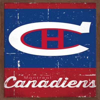 Trends International NHL Montreal Canadiens - Retro Logo 13 Wall Poster, 22.375" x 34", Mahogany Framed Version