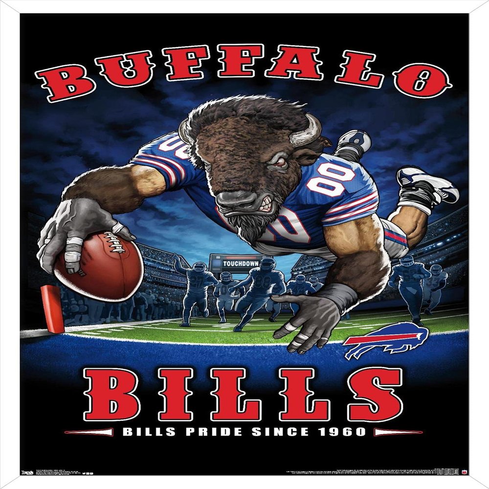 Trends International NFL Buffalo Bills - End Zone 17 Wall Poster, 22.375" x 34", White Framed Version