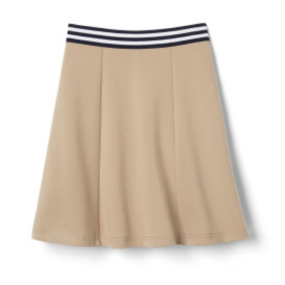 French Toast Girls 4-16 Pull-On Stretch Ponte Scooter with Striped Elastic Waistband - Khaki, 4-5