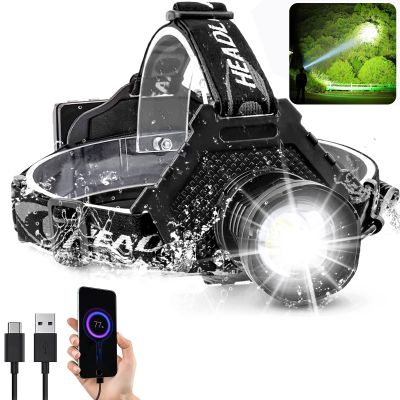 BXE Headlamp,Brightest Head lamp, High LM Super Bright Headlamp USB Rechargeable 5 Modes Waterproof, with 9600mah Rechargeable Battery, Suitable for Camping, Night Riding