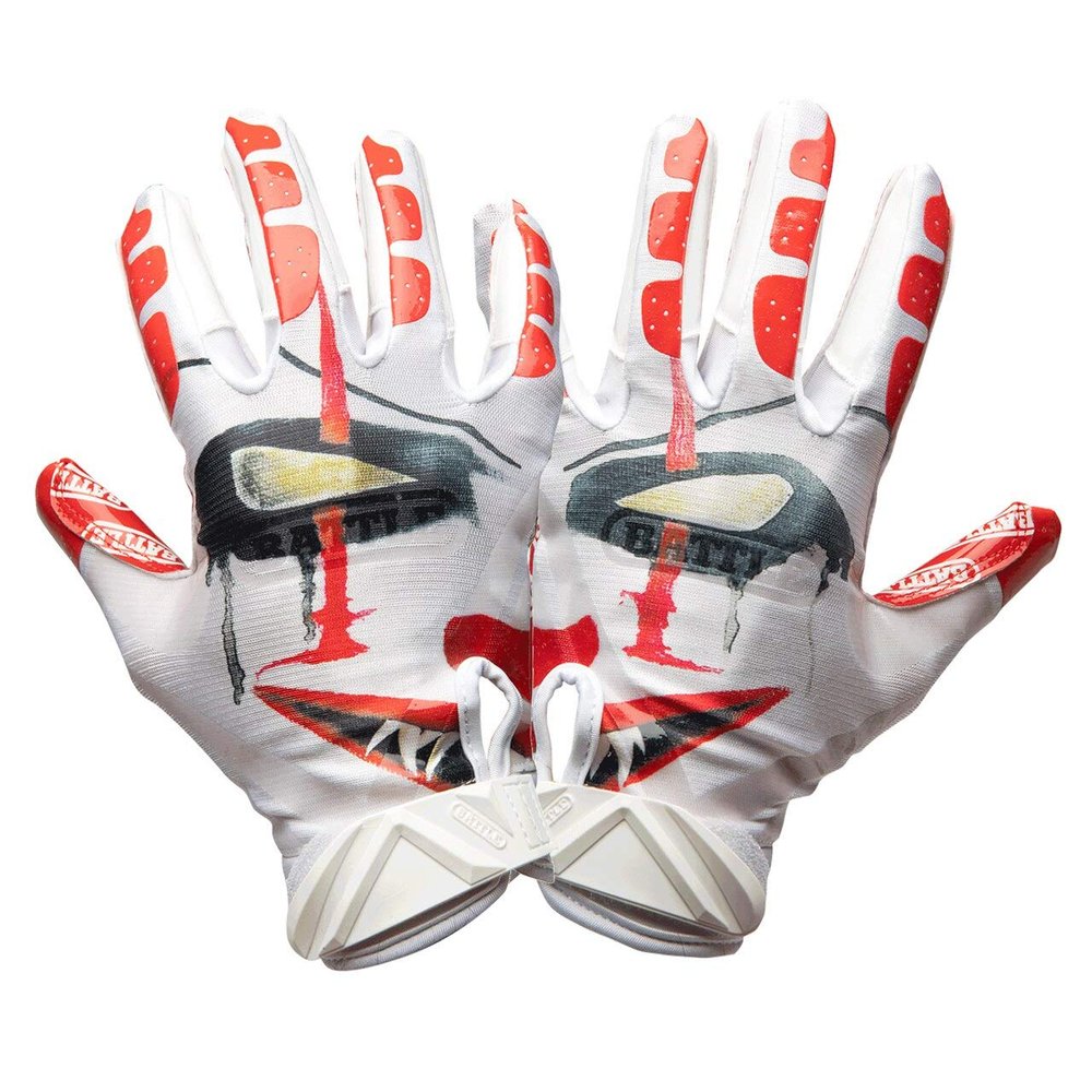 Battle Sports Clown Cloaked Wide Receiver Football Gloves, Ultra-Tack Sticky & Grip Gloves, No Slip - Adult Medium
