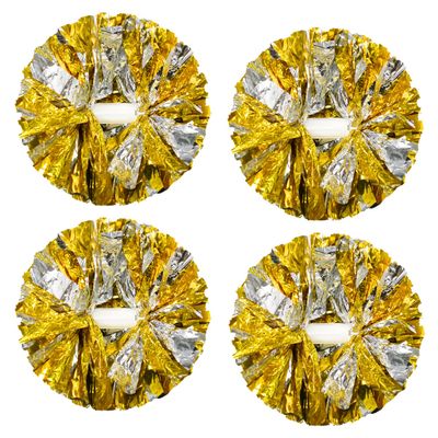 CREATIEE-PRO 4Pcs Metallic Cheerleading Pom Poms, 2 Pair Cheerleader Cheering Squad Pompoms for School Sports Dance Games Team Spirit Cheer