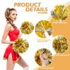 CREATIEE-PRO 4Pcs Metallic Cheerleading Pom Poms, 2 Pair Cheerleader Cheering Squad Pompoms for School Sports Dance Games Team Spirit Cheer view 2