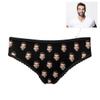 Custom Funny Face Boyfriend Husband Face Pattern Black Women's Brief Panty Printed with Photo for Girlfriend L view 2