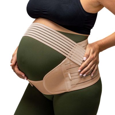 BABYGO 4 in 1 Pregnancy Support Belt Maternity & Postpartum Band - Relieve Back, Pelvic, Hip Pain, SPD & PGP | inc 40 Page Pregnancy Book for Birth Preparation, Labor & Recovery S
