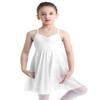 TiaoBug Kid Girls Camisole Ballet Tutu Dress Dancewear Spaghetti Straps Gymnastics Leotard with Tutu Skirt White 7-8 view 1