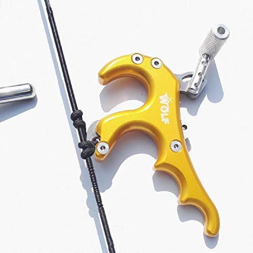 SHARROW Archery 4 Finger Bow Release Aid Release Thumb Trigger Aluminum Alloy Compound Bow Release Grip Trigger Thumb with Caliper (Gold)