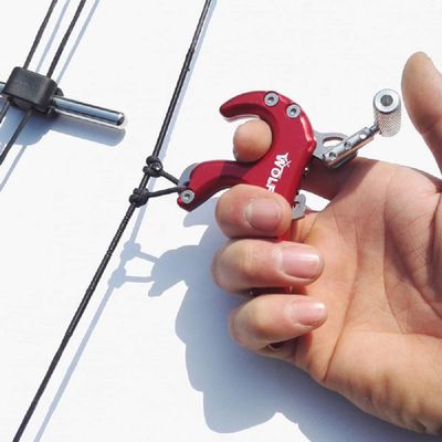 SHARROW Archery 4 Finger Bow Release Aid Release Thumb Trigger Aluminum Alloy Compound Bow Release Grip Trigger Thumb with Caliper (red)