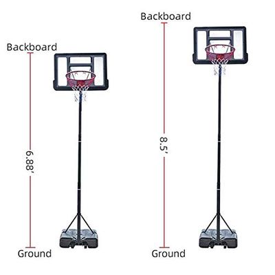 Home Use 2.1m-2.6m Basketball System Basketball Hoop Teenager PVC Transparent Backboard Teenager Basketball Hoop Stand Backboard System Adjustable-Height For School Training institution Sports Equipme