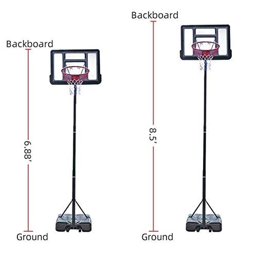 Home Use 2.1m-2.6m Basketball System Basketball Hoop Teenager PVC Transparent Backboard Teenager Basketball Hoop Stand Backboard System Adjustable-Height For School Training institution Sports Equipme