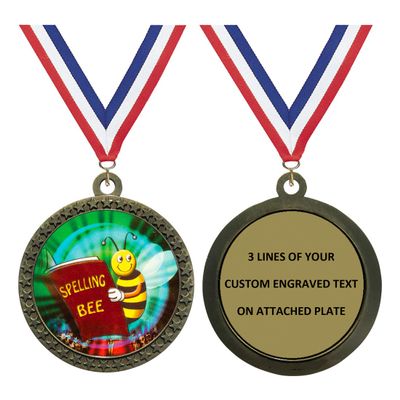 Express Medals Engraved Spelling Bee Gold Medal Trophy Award with Personalized Custom Text LD212-MY447 50PK