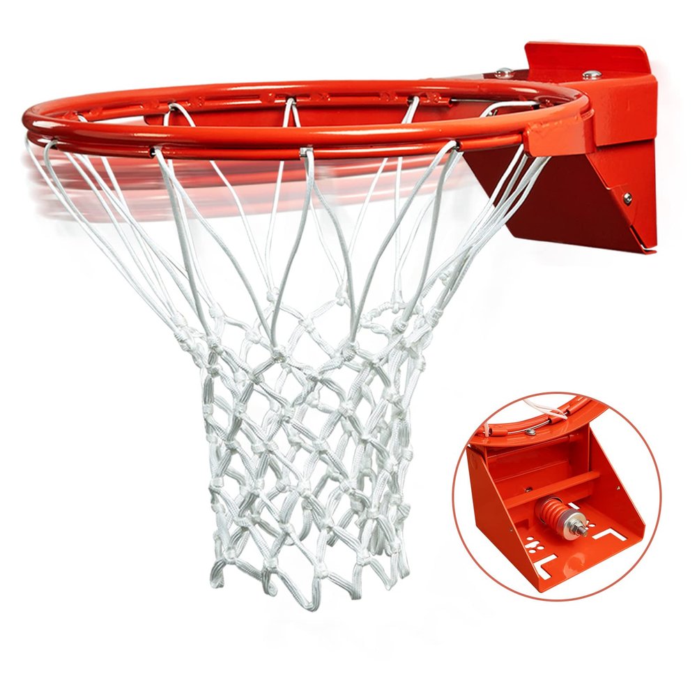 PROGOAL Basketball Rim Replacement, Breakaway Heavy Duty Flex Rim 5/8-In, Standard Goal Reinforced Mounting Bracket Indoor and Outdoor (1-Spring Basketball Rim)
