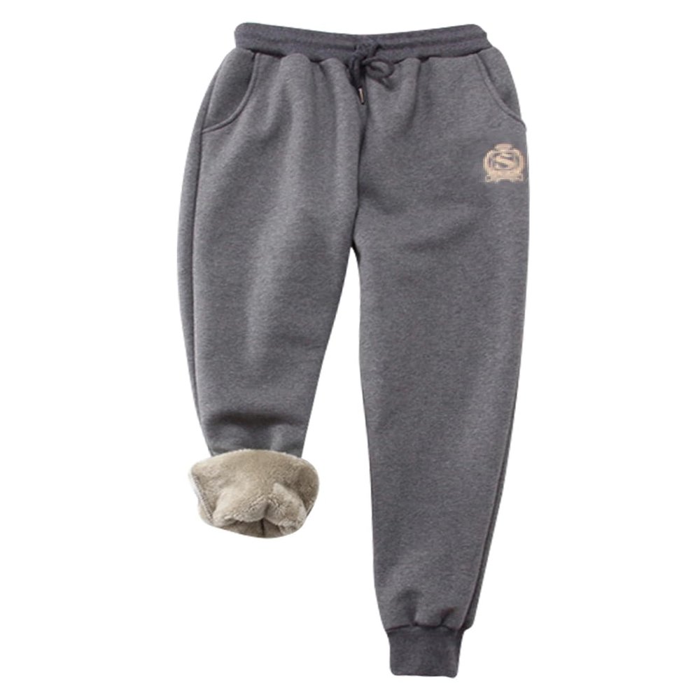 Snoly Women's Warm Sherp-Lined Sweatpants Winter Running Active Thermal Fleece Jogger Pants (Dark Grey, Medium)