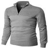 H2H Men's Quarter Zip Sweater Slim Fit Casual Pullover Sweater Mock Neck Polo Sweaters Gray US L/Asia XL (CMOSWL057) view 1