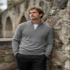 H2H Men's Quarter Zip Sweater Slim Fit Casual Pullover Sweater Mock Neck Polo Sweaters Gray US L/Asia XL (CMOSWL057) view 2
