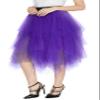 Urban CoCo Women's A-Line Mesh Tutu Skirt Fluffy Layered Tulle Midi Long Skirts with Elastic Waist (M, Deep Purple) view 1