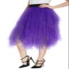 Urban CoCo Women's A-Line Mesh Tutu Skirt Fluffy Layered Tulle Midi Long Skirts with Elastic Waist (M, Deep Purple) view 3