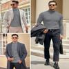 COOFANDY Men's Slim Fit Turtleneck Sweater Casual Knitted Twisted Pullover Solid Sweaters Gray Medium view 2