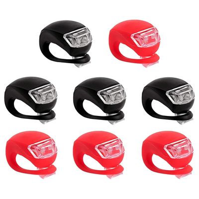 8 Pack Bicycle Light, Silicone LED Bike Light Set, 4 PCS Bike Headlight and 4 Pcs Taillight (Red & White)-Multi-Purpose Waterproof