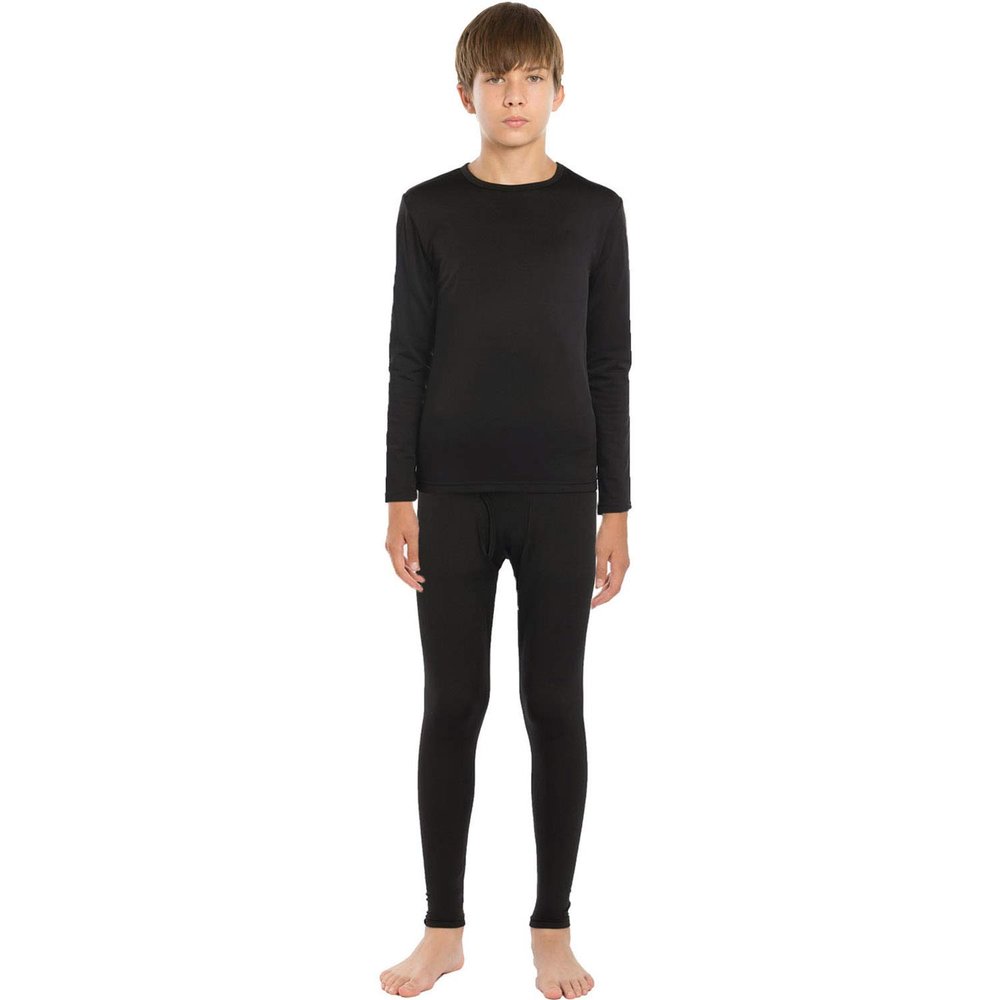 ViCherub Thermal Underwear for Kids Fleece Lined, Boys Long Johns Cold Weather, Base Layers Thermals Set Boy for Skiing Black