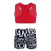 Moily Kids Girls Gymnastics/Dance/Sports Two Piece Outfit Racer Back Crop Top with Booty Shorts Swimwear Red 3-4 view 4
