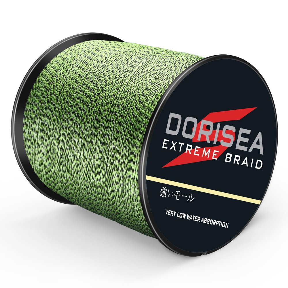 Dorisea Extreme Braid 100% Pe Multi-Color(Fluorescent Green&Black) Braided Fishing Line 109Yards-2187Yards 6-550Lb Test Fishing Wire Fishing String Superline (1000m/1093Yards 6lb/0.10mm)