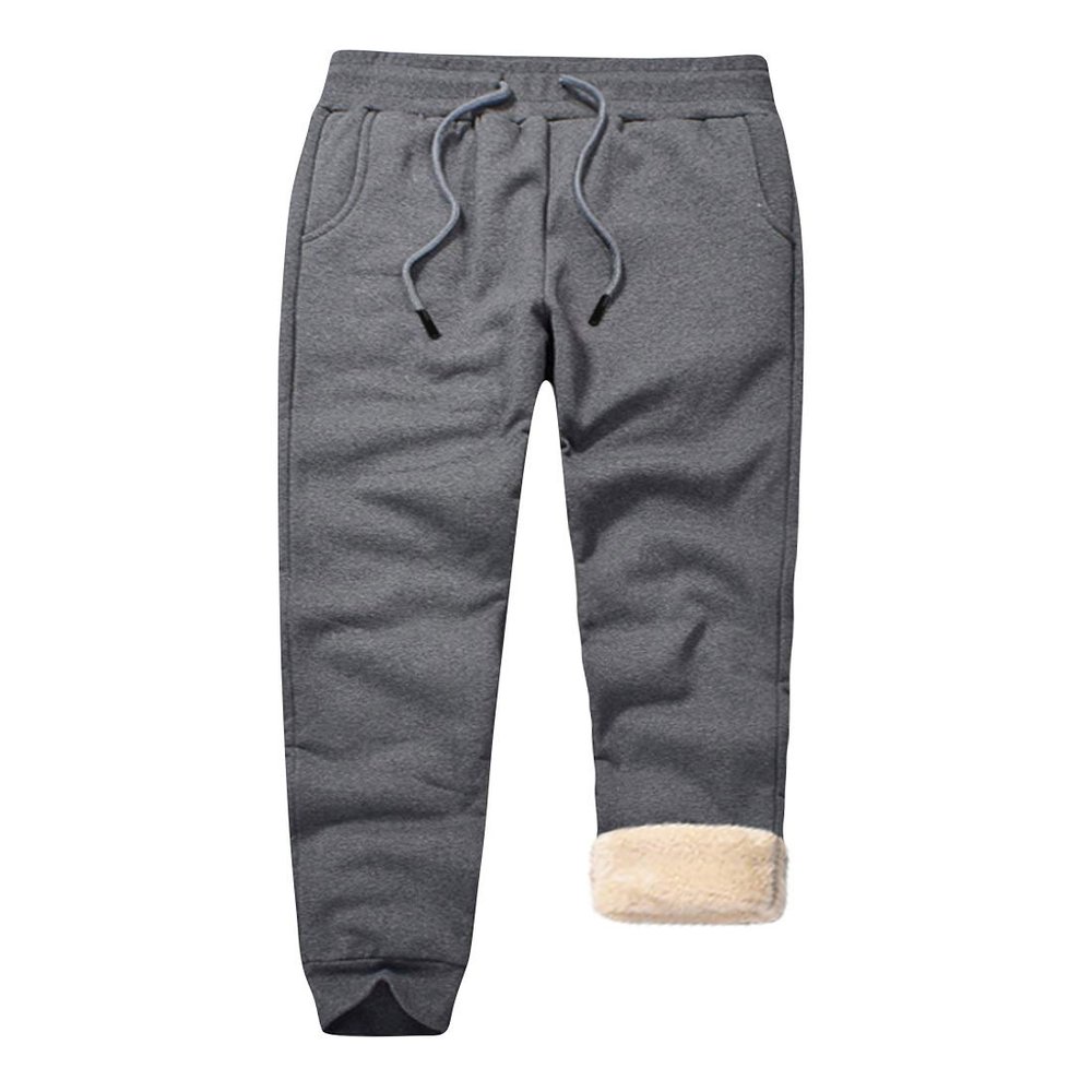 Snoly Men's Winter Warm Sherp-Lined Sweatpants Running Active Thermal Fleece Pants (1#Grey, Small)