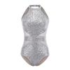 Ulikeey Glitter Sequins Leotard for Girls & Women Semi-Transparent Hollow-Cut Waist Ballet Dance Bodysuit view 1