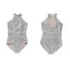 Ulikeey Glitter Sequins Leotard for Girls & Women Semi-Transparent Hollow-Cut Waist Ballet Dance Bodysuit view 3