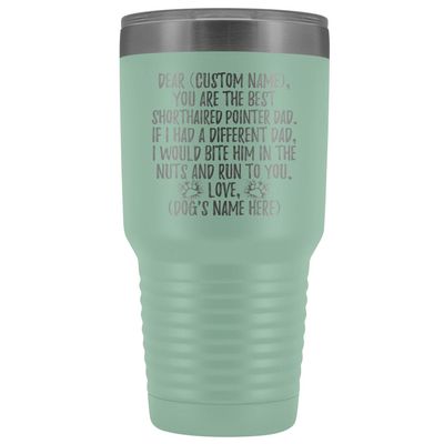 freedomlook Personalized German Shorthaired Pointer Dog Dad Tumbler, Pointer Mens, GSP Dog Daddy, Deutsch Kurzhaar Dog Owner Present (30 oz, Teal)