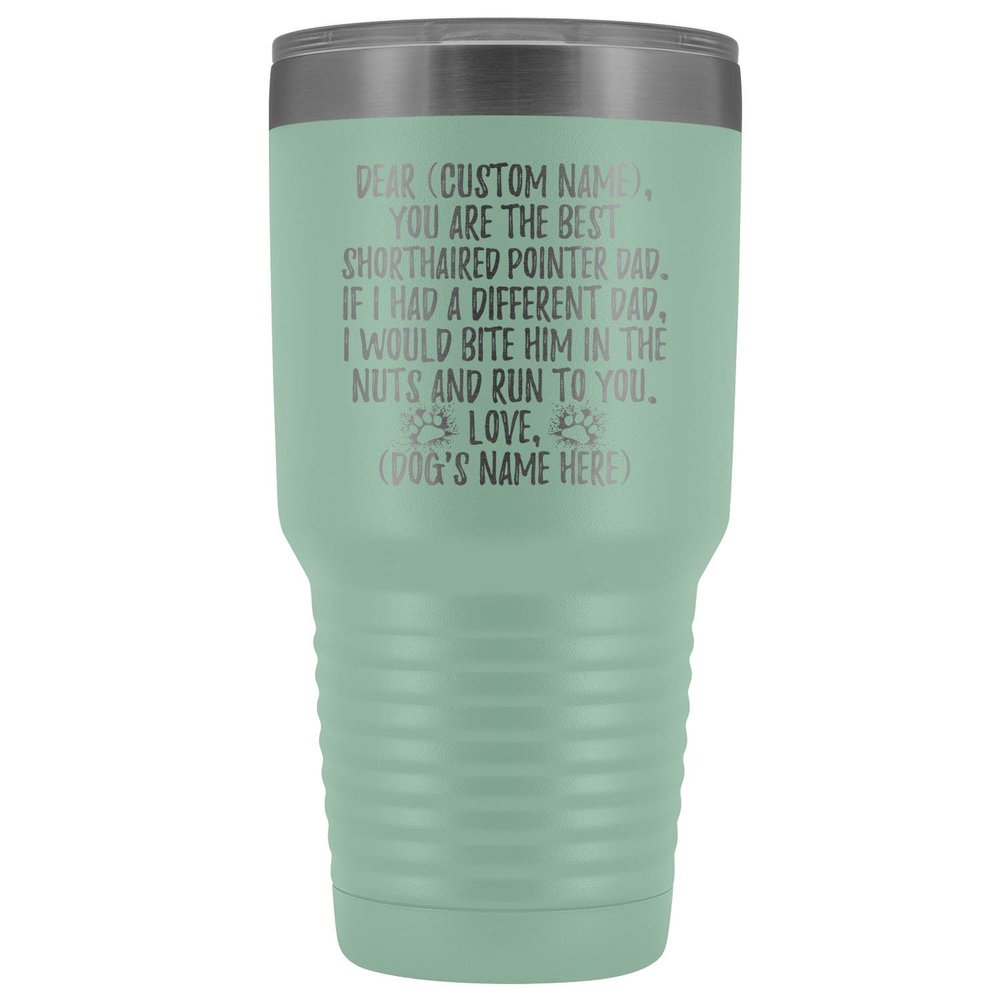 freedomlook Personalized German Shorthaired Pointer Dog Dad Tumbler, Pointer Mens, GSP Dog Daddy, Deutsch Kurzhaar Dog Owner Present (30 oz, Teal)