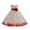 Wedding Pageant Flower Petals Girl Ivory Dress with Bow Tie Sash 302a 2 view 2