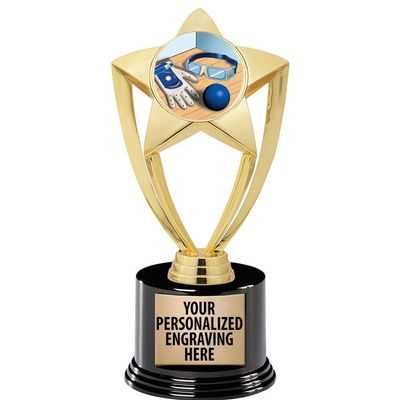 Crown Awards Handball Trophy, 8" Gold Star Handball Trophies with Deluxe Round Base 5 Pack Prime