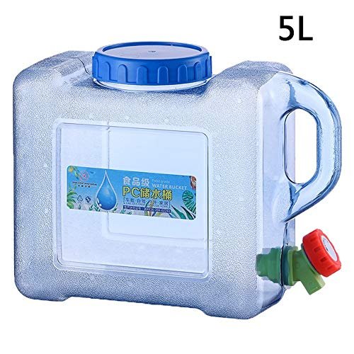 Beewanta Camping Water Storage Water Bucket Container Outdoorwith Faucet and Lid Car Self-Driving Tour Travel Mineral Water Barrel Carrier Bottles Drum BPA Free (Size : 5L)