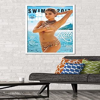 Trends International Sports Illustrated: Swimsuit Edition - Kate Upton Cover 2 17 Wall Poster, 22.375" x 34", White Framed Version