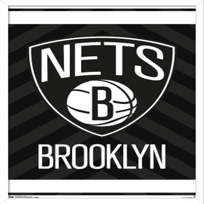 Trends International NBA Brooklyn Nets - Logo 15 Wall Poster, 22.375" x 34", White Framed Version
