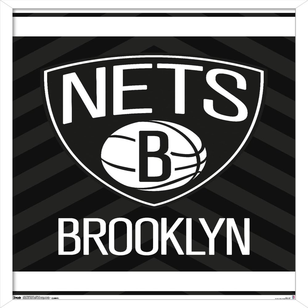Trends International NBA Brooklyn Nets - Logo 15 Wall Poster, 22.375" x 34", White Framed Version