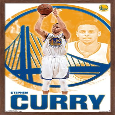 Trends International NBA Golden State Warriors - Stephen Curry 15 Wall Poster, 22.375" x 34", Mahogany Framed Version