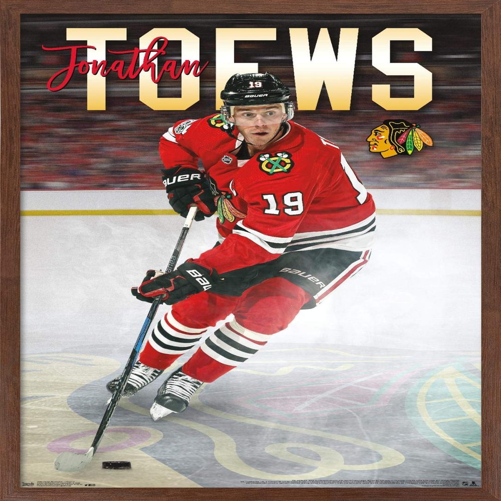 Trends International NHL Chicago Blackhawks - Jonathan Toews 17 Wall Poster, 34L x 22.4W, Mahogany Framed Version