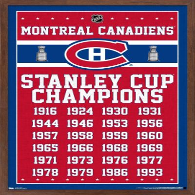 Trends International NHL Montreal Canadiens Champions 13 Wall Poster, 22.375" x 34", Mahogany Framed Version