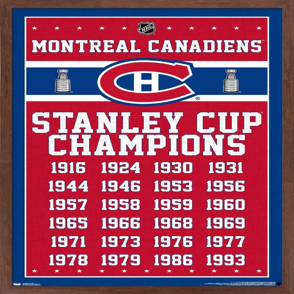 Trends International NHL Montreal Canadiens Champions 13 Wall Poster, 22.375" x 34", Mahogany Framed Version
