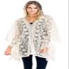 Lace Swim Cover-Up, Ivory Bo-Ho Floral Poncho Shawl (XL) view 1