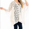 Lace Swim Cover-Up, Ivory Bo-Ho Floral Poncho Shawl (XL) view 3