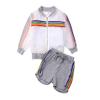 1-6T Toddler Girls Shorts Set 3pcs Summer Clothes Baby Cropped Vest Top + Long Sleeve Mesh Zipper Jacket (Gray, 4-5 Years) view 1
