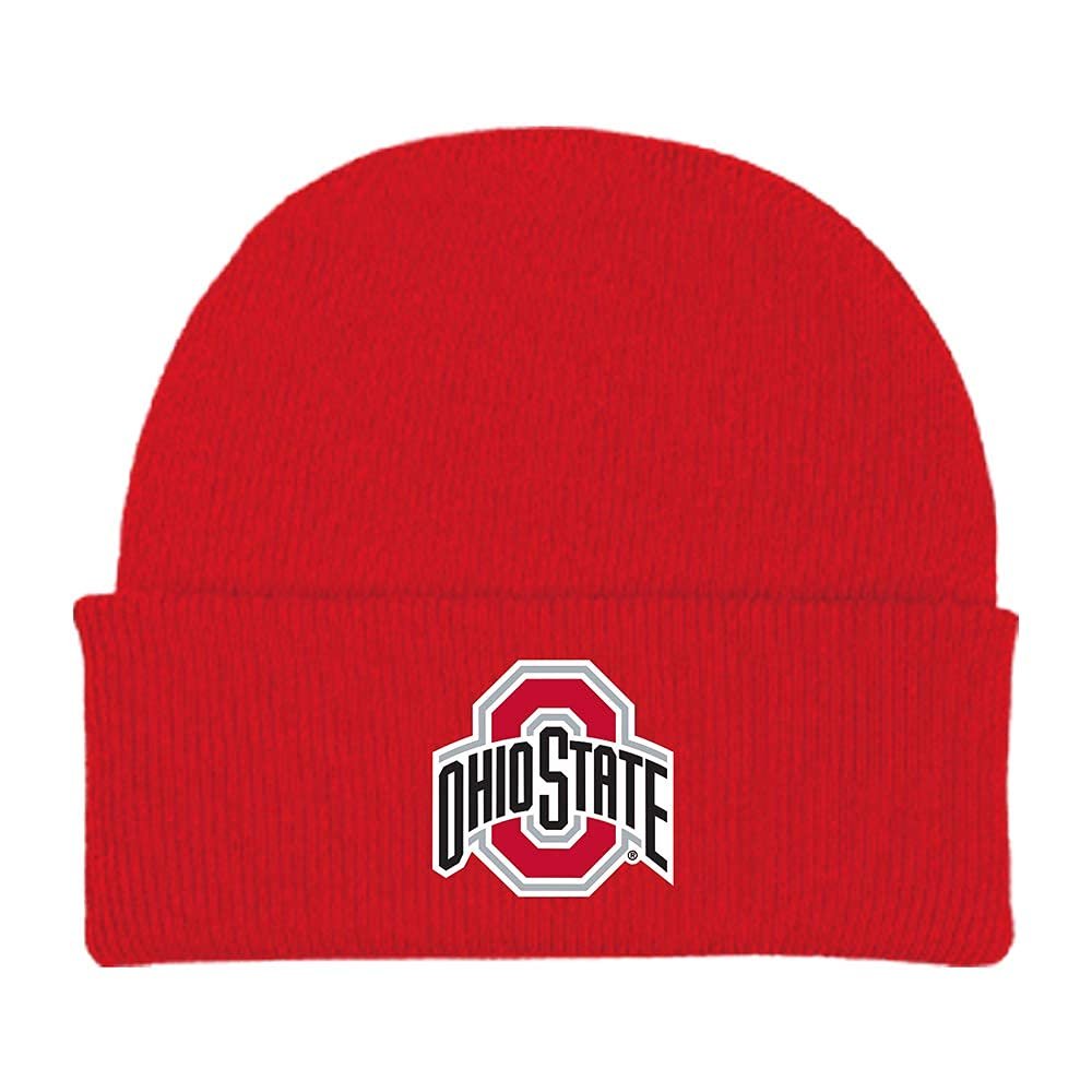 Two Feet Ahead Ohio State Buckeyes Team Baby Hat for Boys and Girls-Softly Knitted Infant Baby Beanie (Ohio State Buckeyes Team) Red