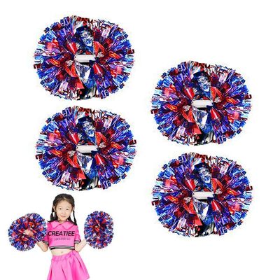CREATIEE-PRO 4Pcs Metallic Cheerleading Pom Poms, 2 Pair Cheerleader Cheering Squad Pompoms for School Sports Dance Games Team Spirit Cheer
