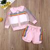1-6T Toddler Girls Shorts Set 3pcs Summer Clothes Baby Cropped Vest Top + Long Sleeve Mesh Zipper Jacket (Pink, 5-6 Years) view 3