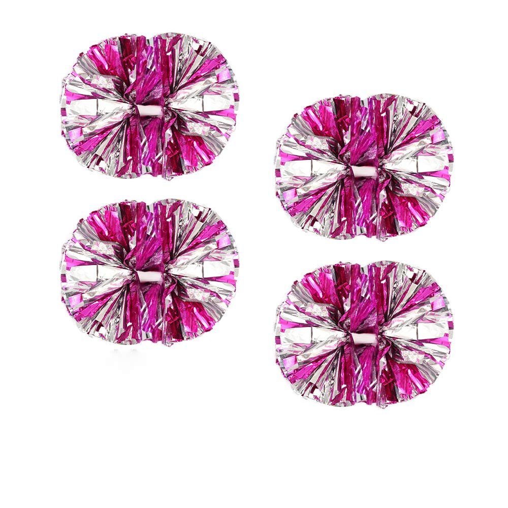 CREATIEE-PRO 4Pcs Metallic Cheerleading Pom Poms, 2 Pair Cheerleader Cheering Squad Pompoms for School Sports Dance Games Team Spirit Cheer