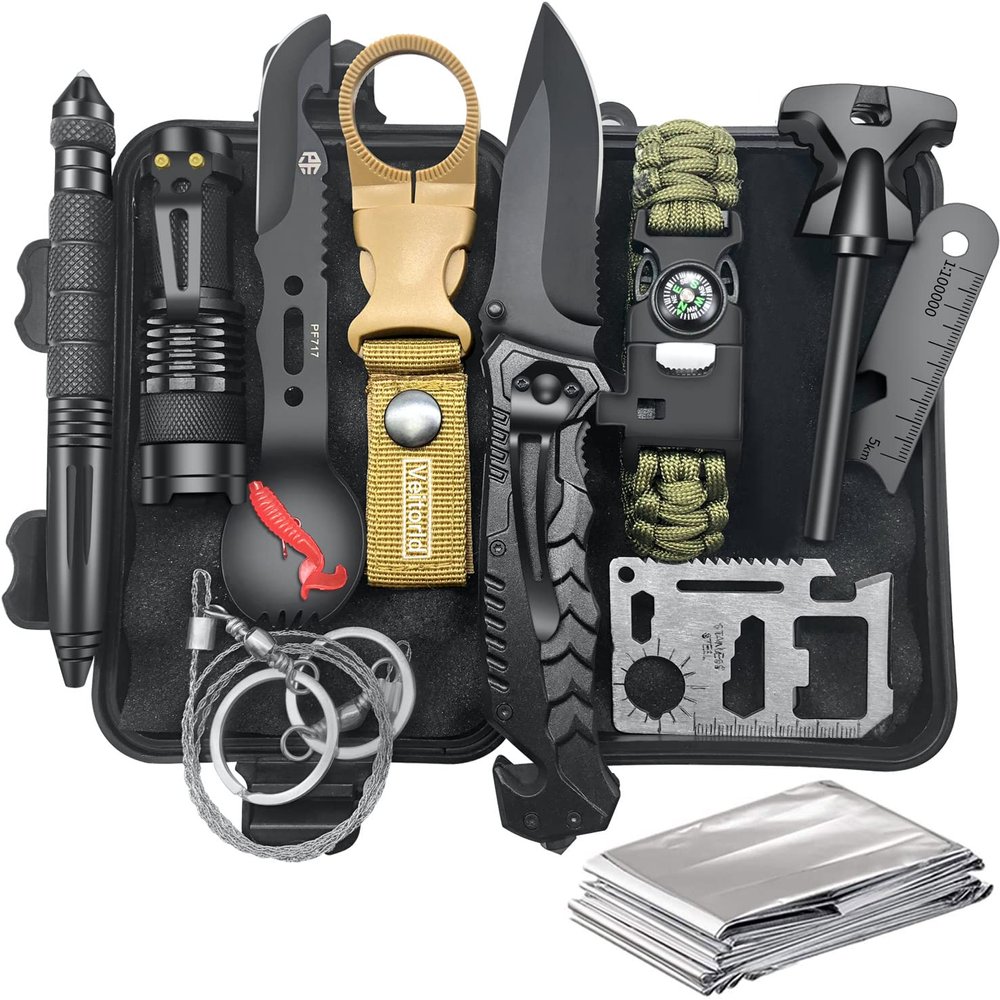 VEITORLD Gifts for Him Men Husband Dad Valentines Day - Survival Gear and Equipment 12 in 1, Survival Kits - Cool Fishing Hunting Camping Anniversary Birthday Gift for Man Teen Boy Boyfriend Women
